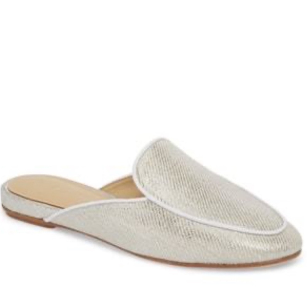 ETIENNE AIGNER Capri Silver Leather Loafer Mules